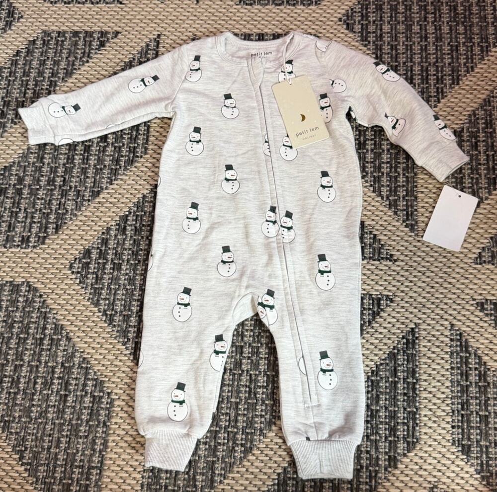 Petit Lem Holiday Snowman Footie One Piece Size 6 Months